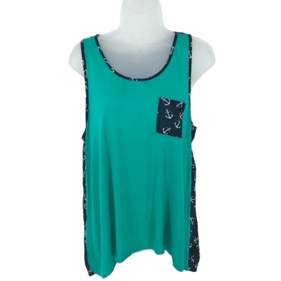 Rue 21 Anchor Pattern Hi Low Tank Top Size L - Picture 1 of 6